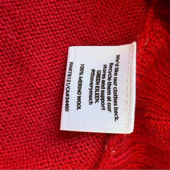 Eileen Fisher 100% Marino Wool Quiet Luxury Red Knit Sweater Top size small - Picture 7 of 10